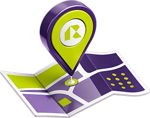 arte com um mapa com uma gota de localização marcando o local