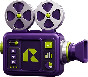 arte com uma câmera de filmagem com rolos em cima
